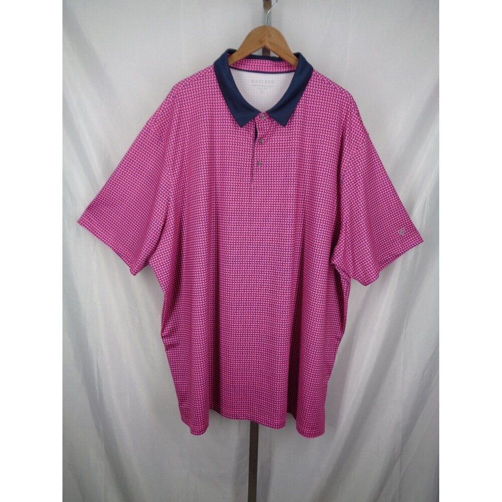 Maelreg Performance Polo Shirt Mens 5XL Short Sleeve Pink Navy Blue